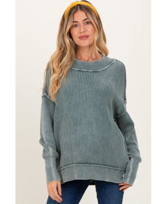 Maternity Jade Washed Side Slit Oversized Sweater