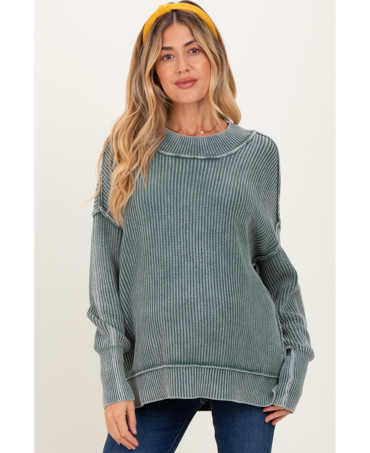 Pinkblush Maternity Jade Washed Side Slit Oversized Sweater