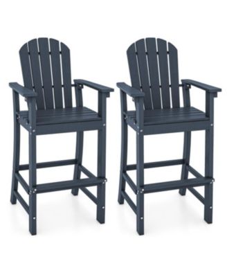 Set of 2 HDPE Counter Height Bar Stools for Outdoor Patio