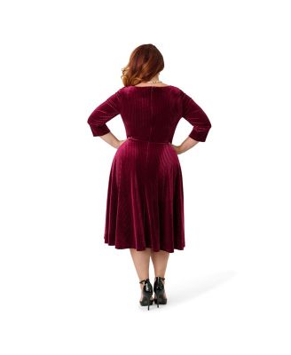 Women's Plus Size Pleated Bust Swing Dress