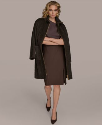 Women's Zip Front High Collared Coat
