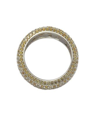 Suzy Levian Sterling Silver Sapphire & Created White Sapphire Pave Eternity Band Ring