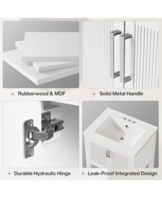 24" Bathroom Vanity with Sink, Modern Freestanding Vanity with Ceramic Porcelain Basin