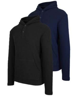 Men's Regular-Fit Waffle Knit Thermal Henley Hoodie, 2-Pack