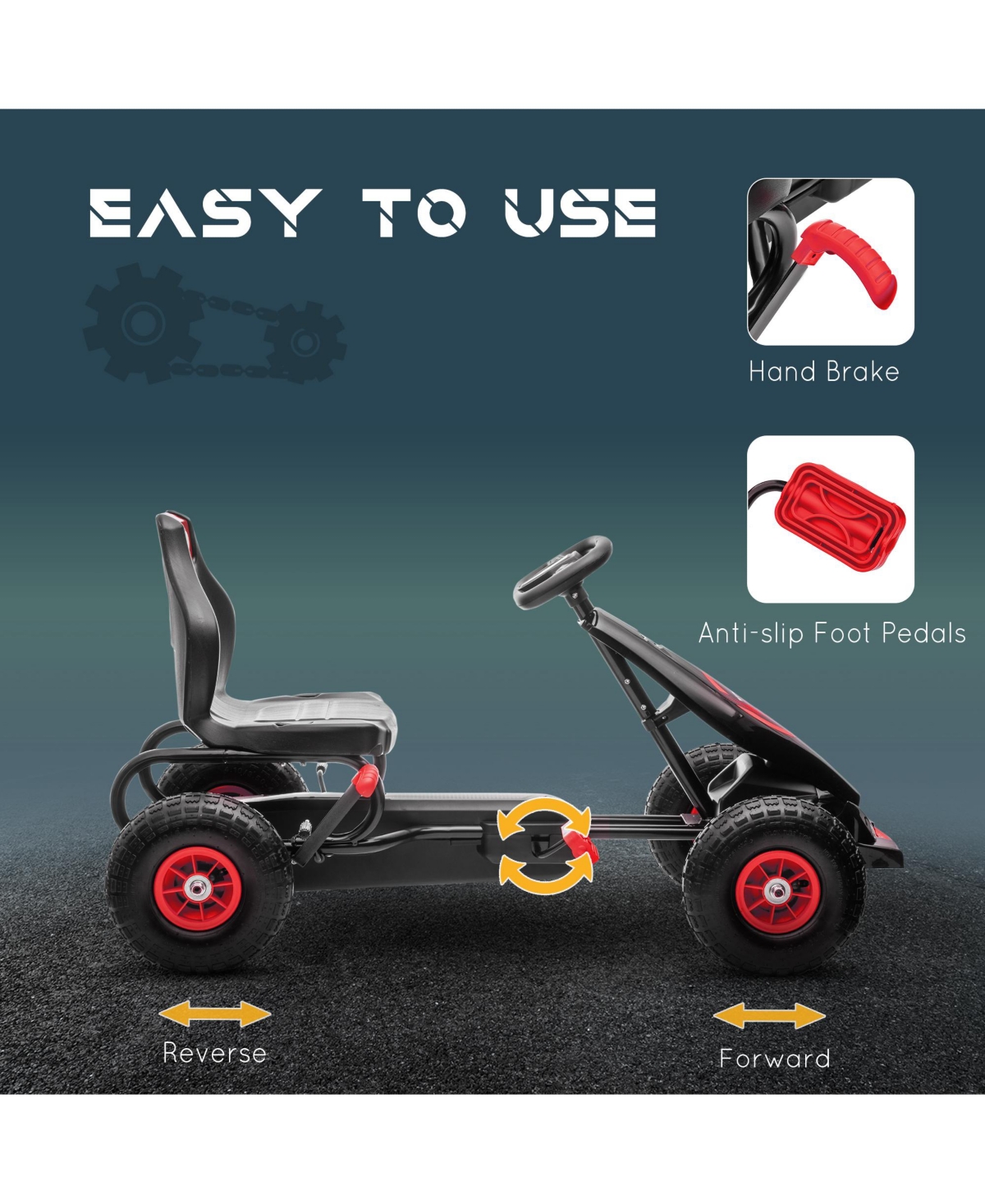 Aosom Ergonomic Pedal Go Kart Kids Ride-on Toy Pedal Car Go Cart,