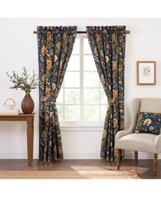 Regency 3" Rod Pocket Curtain Panel Pair with Tiebacks 96" x 84" Navy