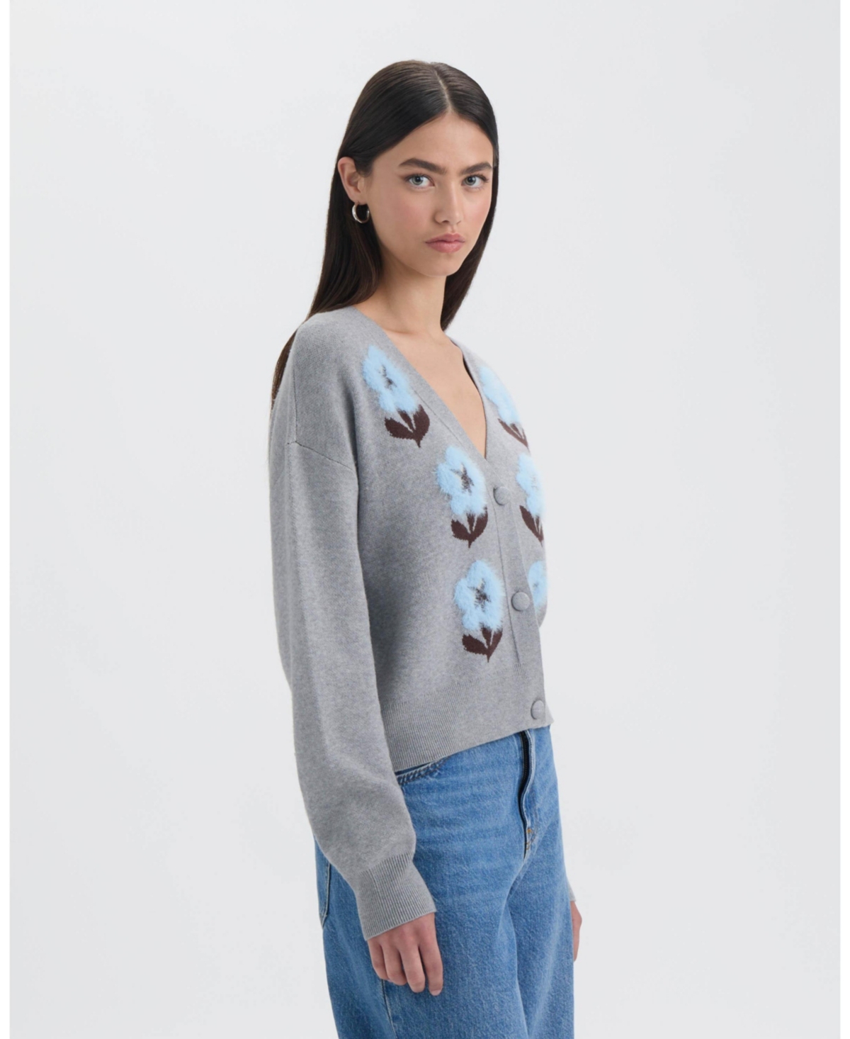 Nvlt Women's V-Neck Jacquard Cardigan