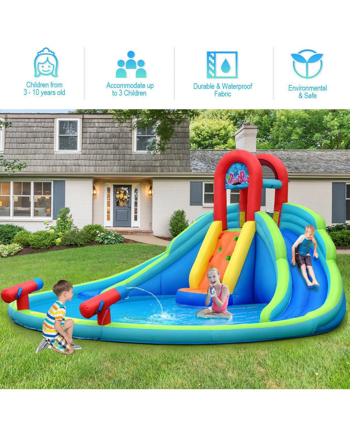 Hongge Inflatable Water Slide and Bounce House with Splash Pool and Climbing Wall for Kids Outdoor Fun