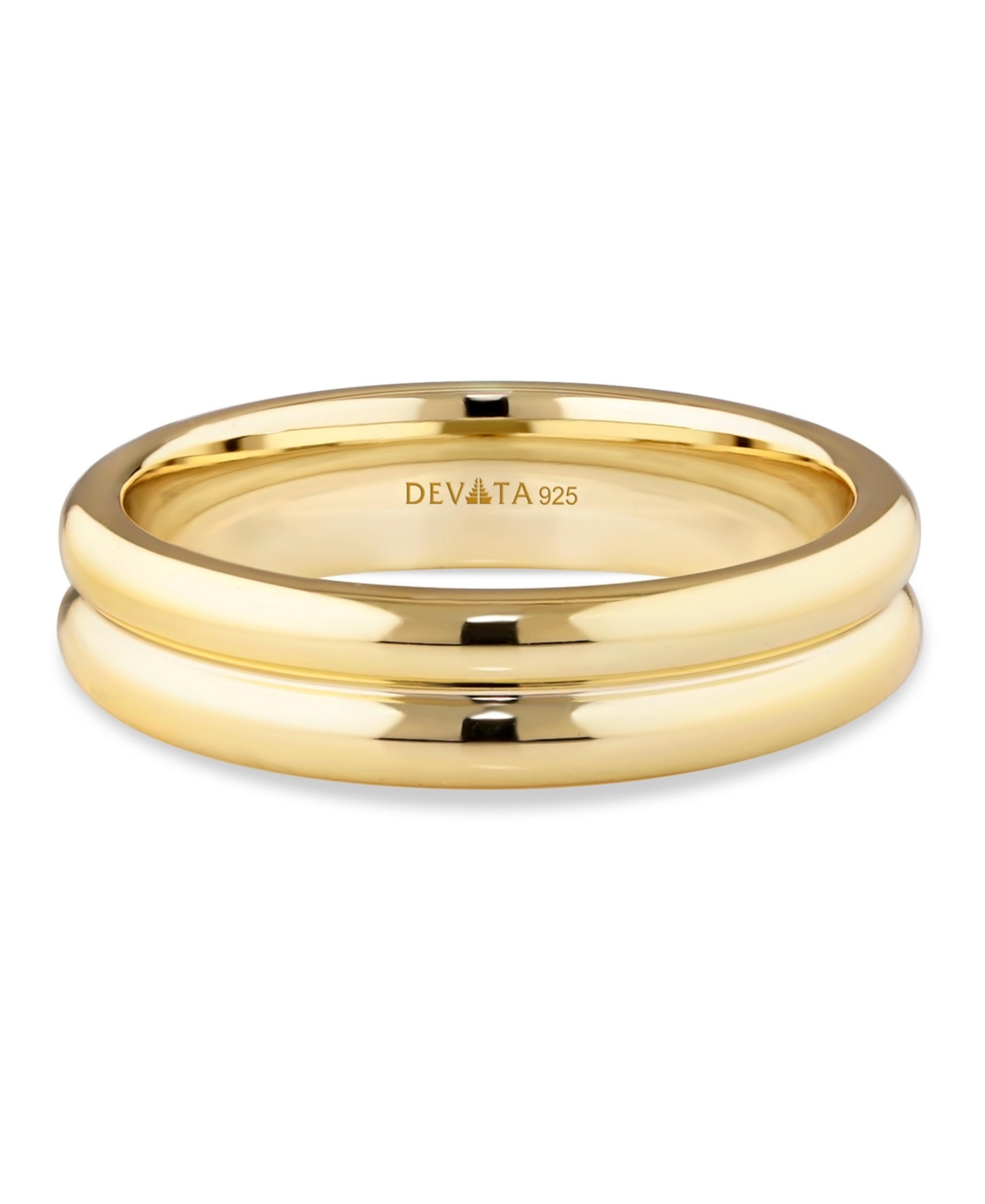 Devata Lined Band Ring in Gold Plated Sterling Silver