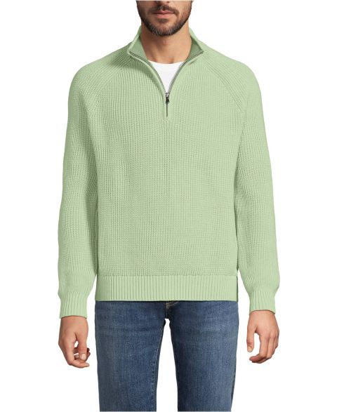 Мужской свитер Lands' End Drifter Quarter Zip, цвет: Состаренный мох