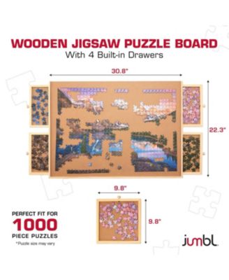 1000-Piece Puzzle Board with Drawers, Lazy Susan & Cover - Rotating Wooden Jigsaw Puzzle Table
