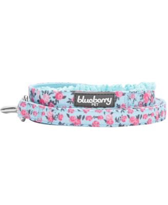 Made Well Floral Print Dog Leash in Light Blue 5 Ft Size Small