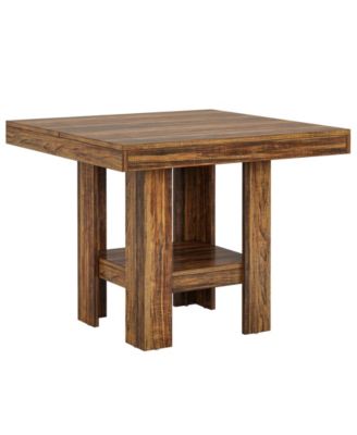31.5" Square Dining Table for 4, Small Kitchen Table with Shelf Storage, Brown
