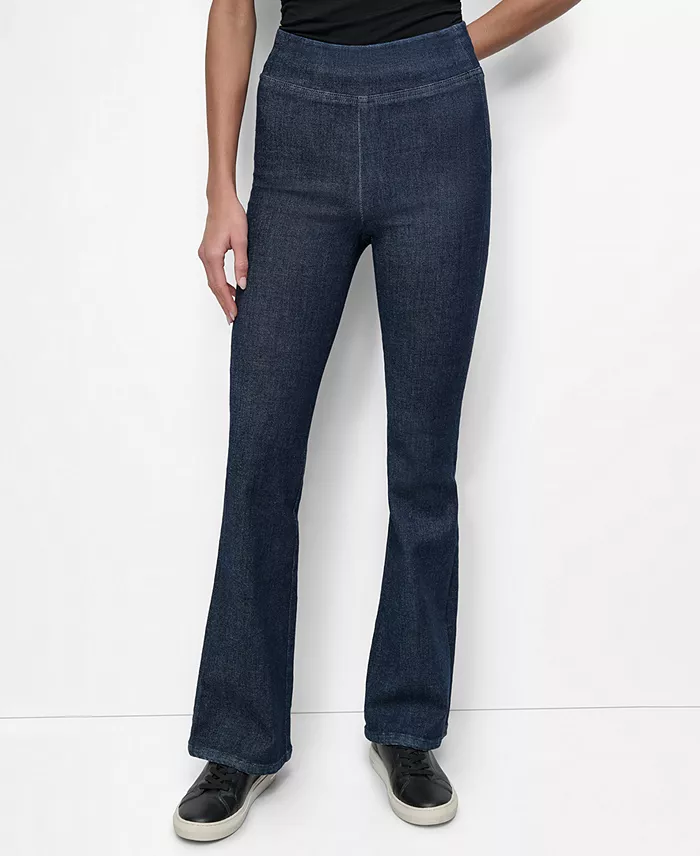 Petite High-Rise Flared-Leg Pull-On Jeans - thumbnail 3