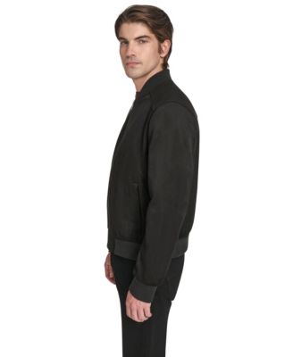 Men's Faux Suede Bomber Jacket