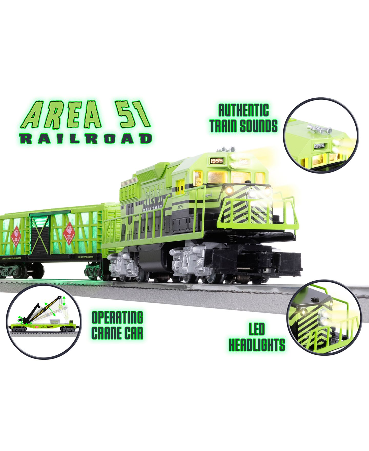 Детские игрушки Lionel O Gauge Area 51 UFO Recovery Bluetooth Freight Train Set — фото 9