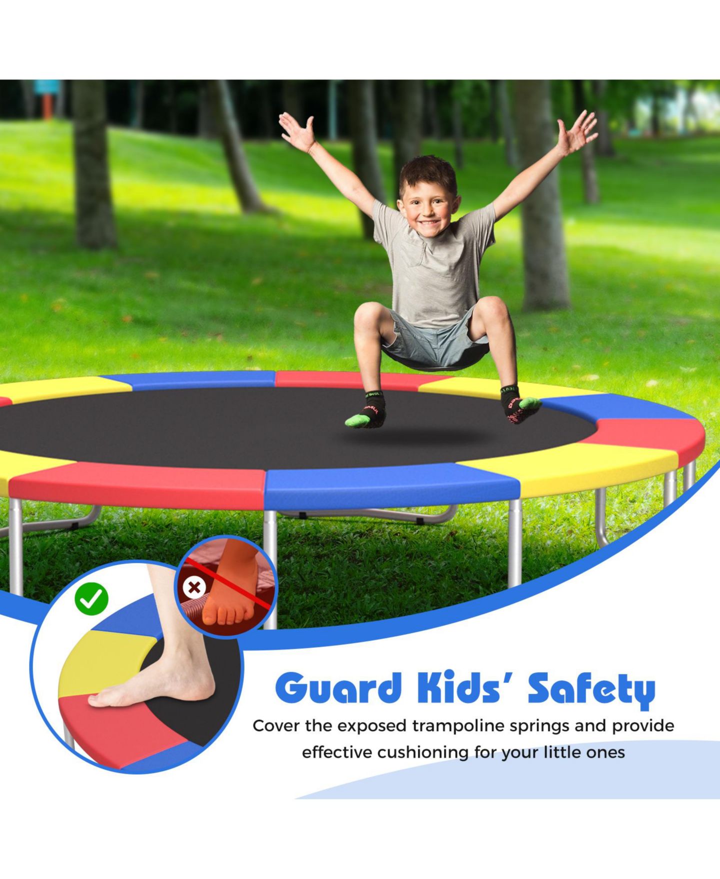Детская игрушка HONGGE 12FT Trampoline Replacement Safety Pad with Secure Fixing Straps, цвет: Разноцветный — фото 7
