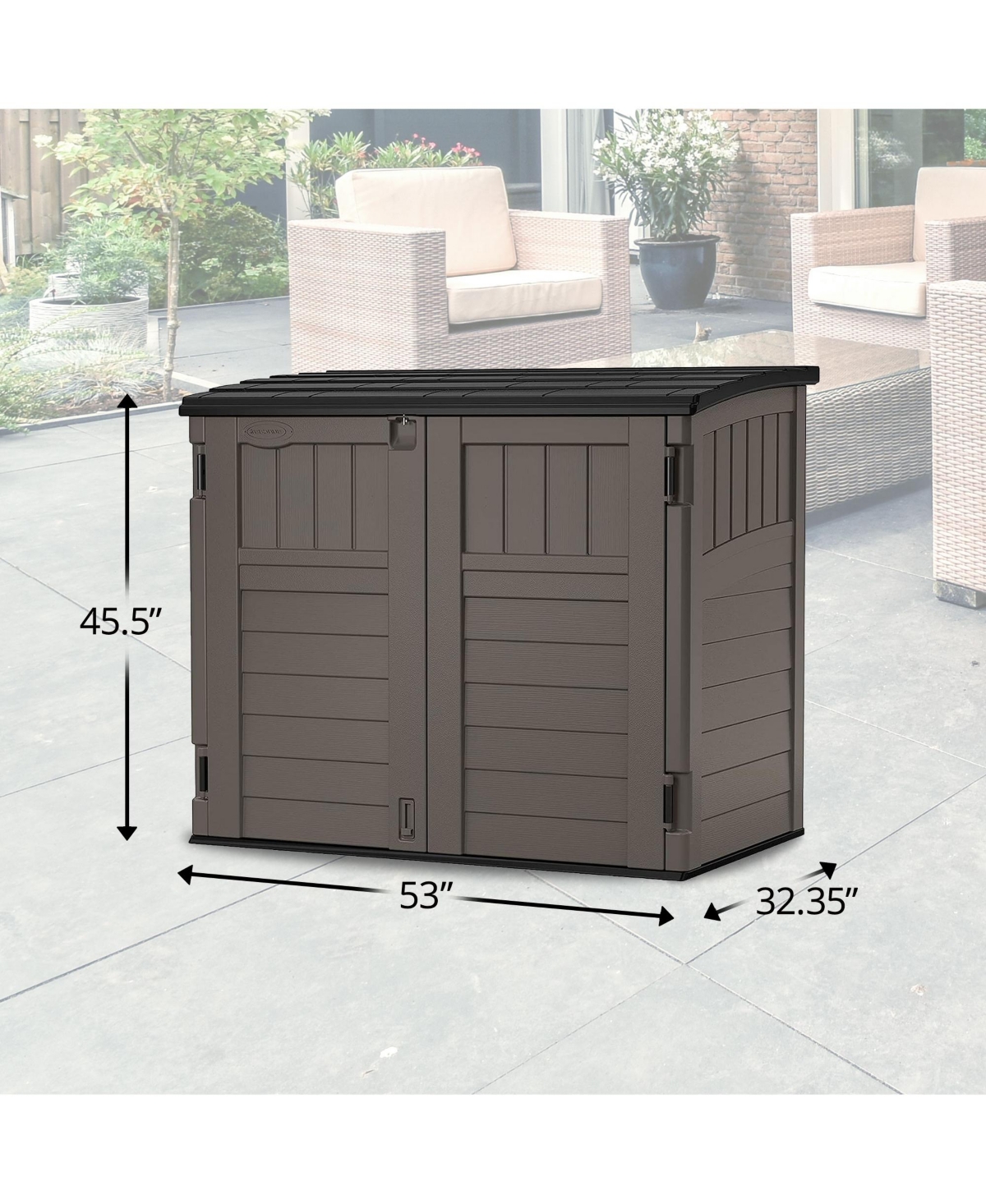 Suncast Horizontal 4 Foot x 2.5 Foot Outdoor/Garden Storage Shed, Stoney Grey