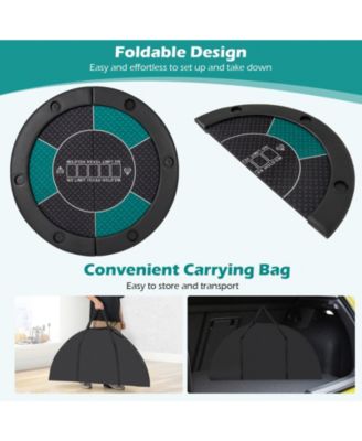 48-Inch Foldable Poker Table Top for 6 Players with Cup Holders and Carry Bag