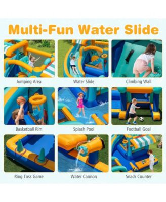 Inflatable Water Slide Bounce House with Pool, Climbing Wall, and 750W Blower