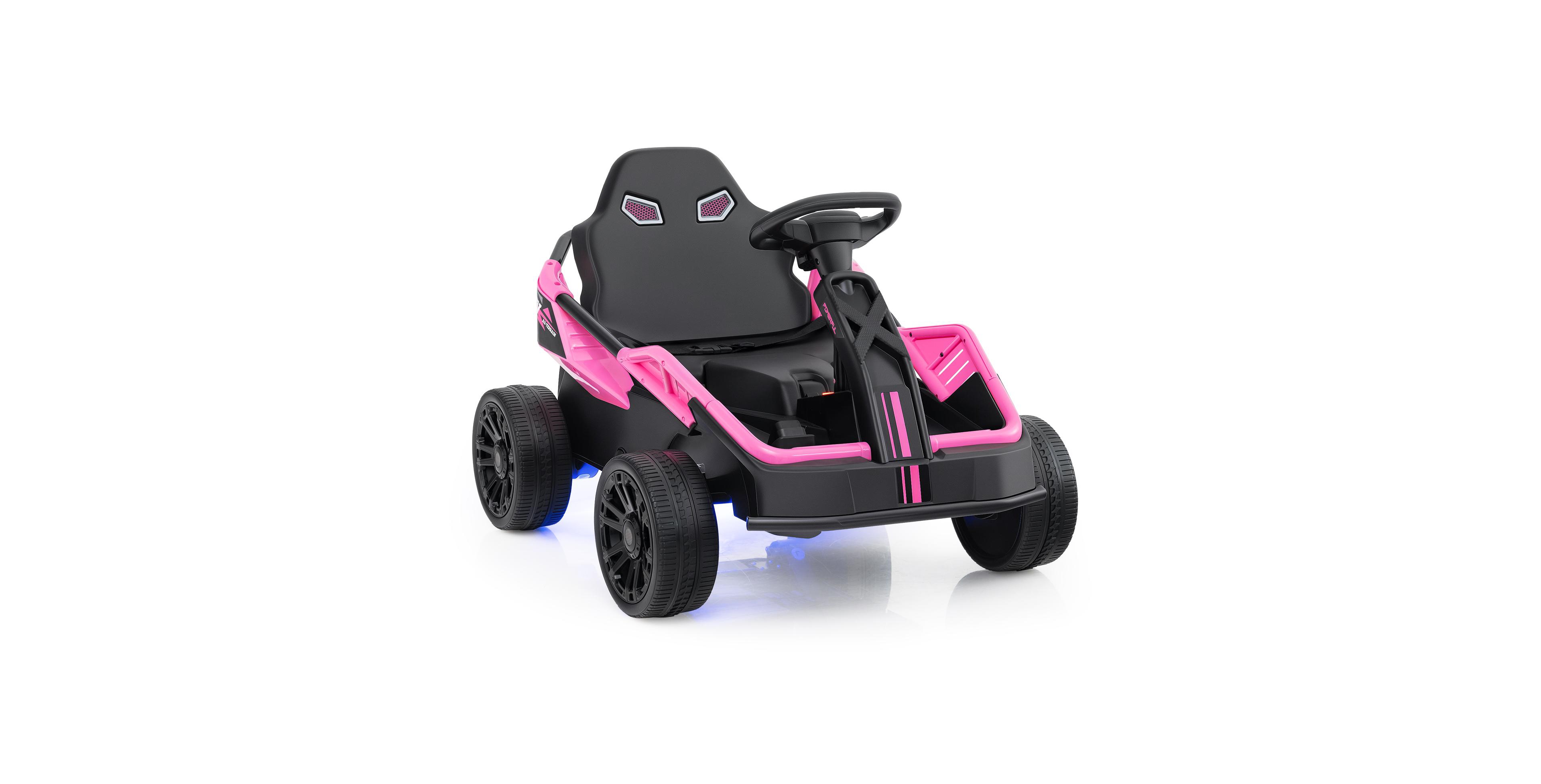 Hongge 12V Electric Ride-On Utv Car with Remote Control, Music, and Lights for Big Kids - Pink