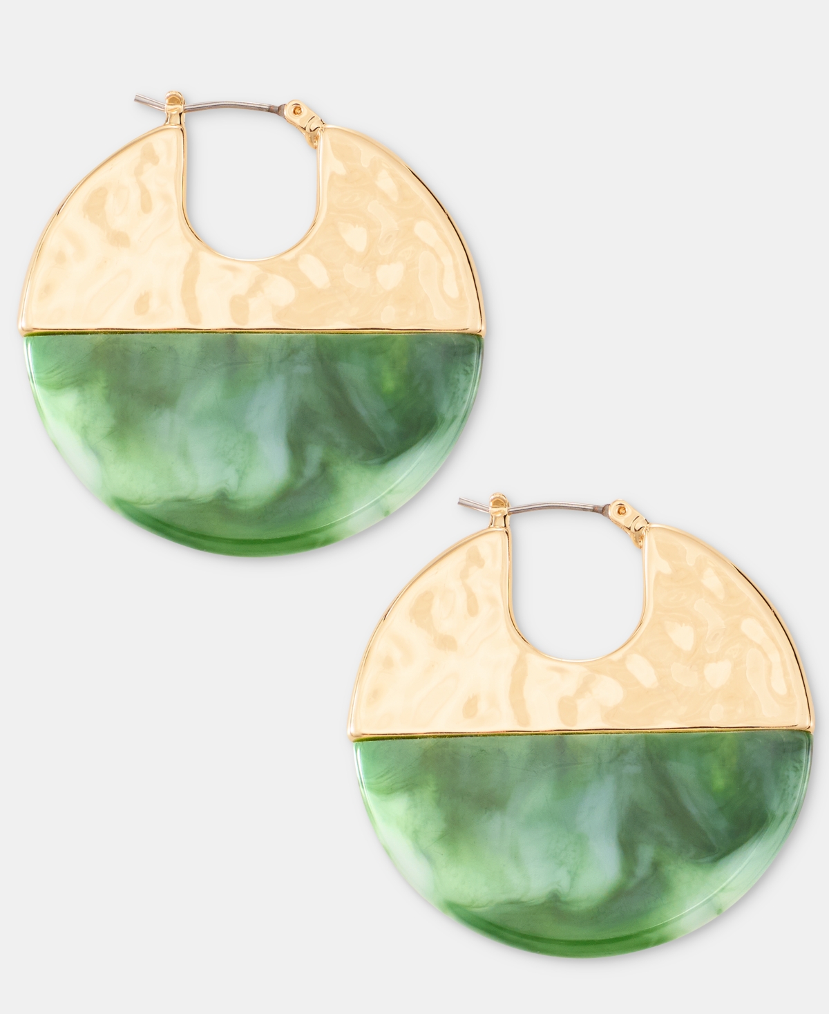 Style & Co Medium Half-Stone Disc Hoop Earrings, 1.6", Macy's Exclusive