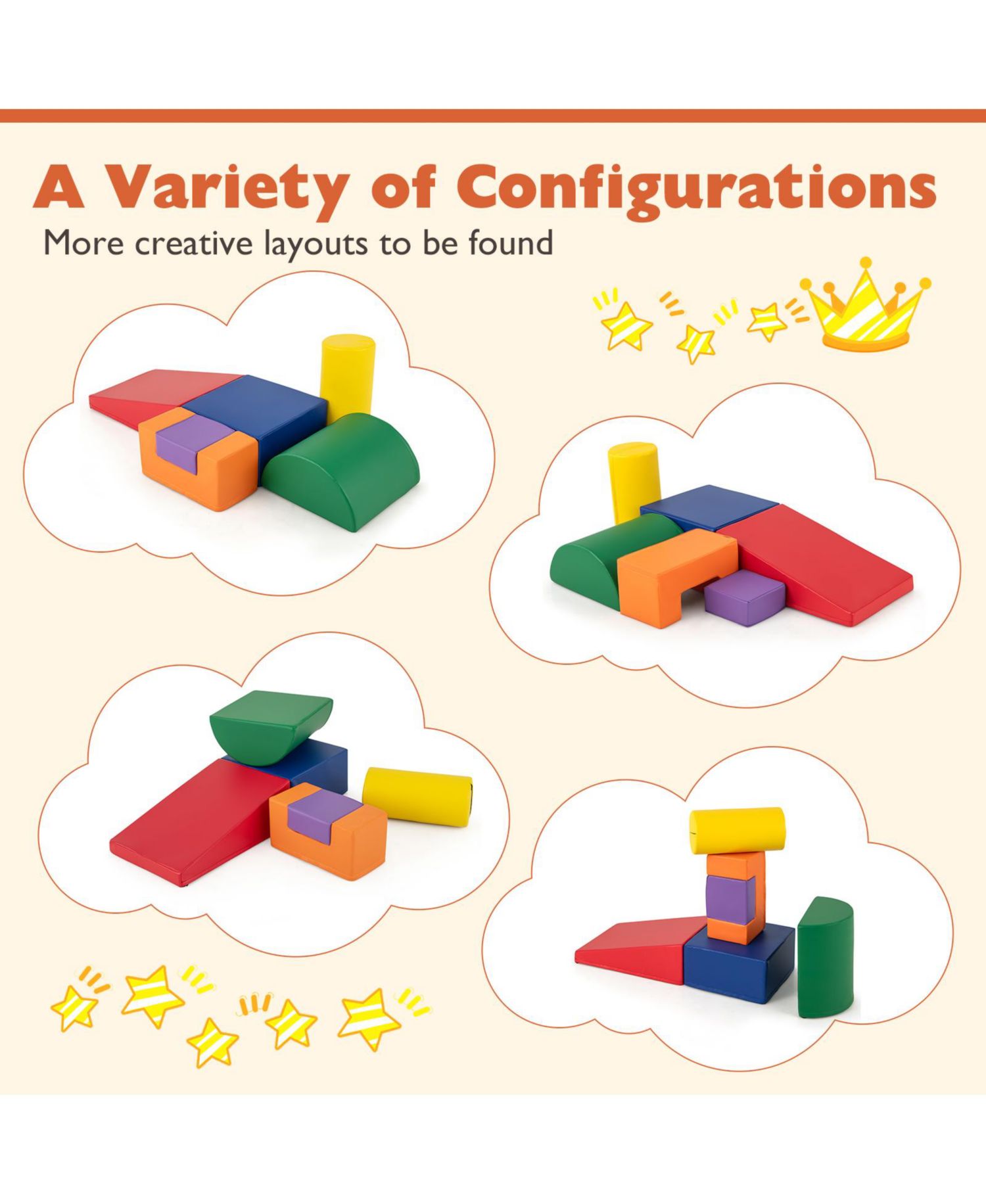 6-Piece Foam Climbing Blocks Playset for Toddlers Indoor Activity