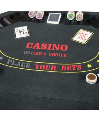 Folding Octagon Poker Tabletop with Cup Holders & Chip Racks for 8 Players
