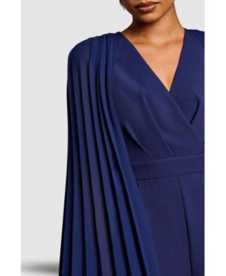 Women's V Neck Pleated Jumpsuit