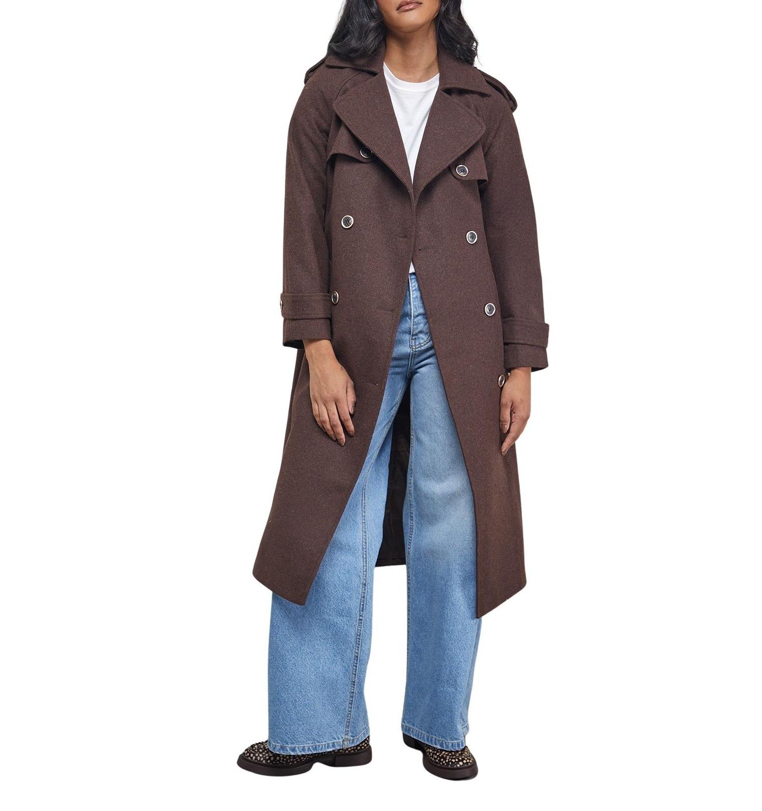 Women's Wool Mix Belted Trench Coat