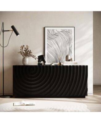 Buffet Cabinet with Storage, 4 Doors Modern Accent Sideboard, 59" Wide (Black)