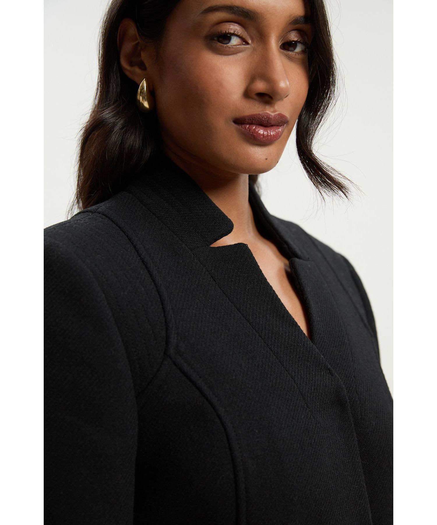 Women's Wool Notch Neck Belted Maxi Coat
