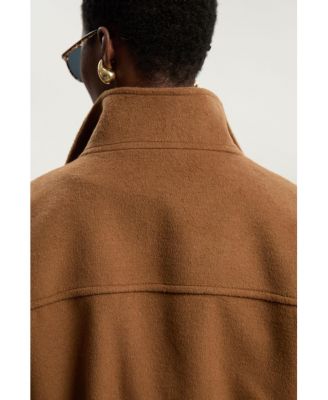 Women's Brushed Wool Funnel Neck Short Coat