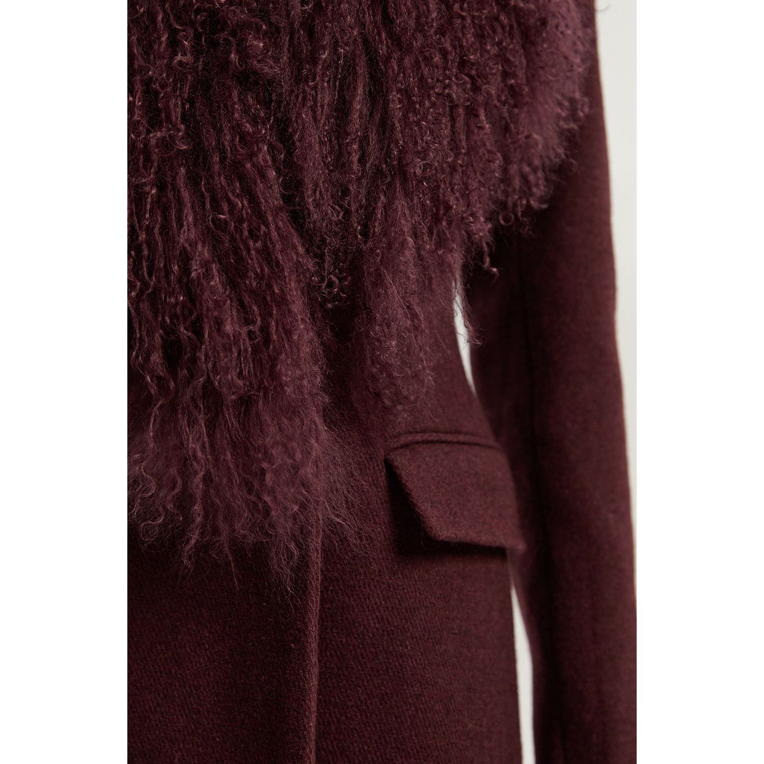 Women's Wool Detachable Collar Midi Coat