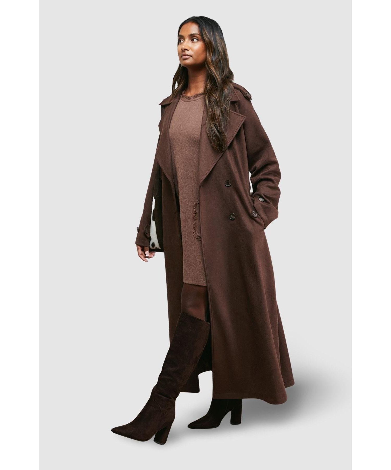 Women's Cuff Detail Belted Coat