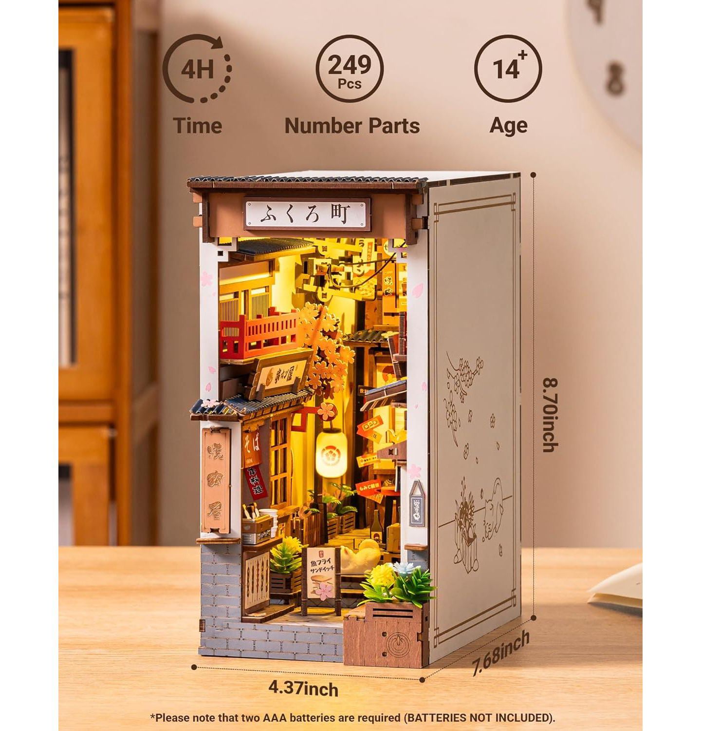 Деревянный 3D-пазл-подставка для книг Robotime Sakura Wine Alley, 249 деталей, от 14 лет — фото 5