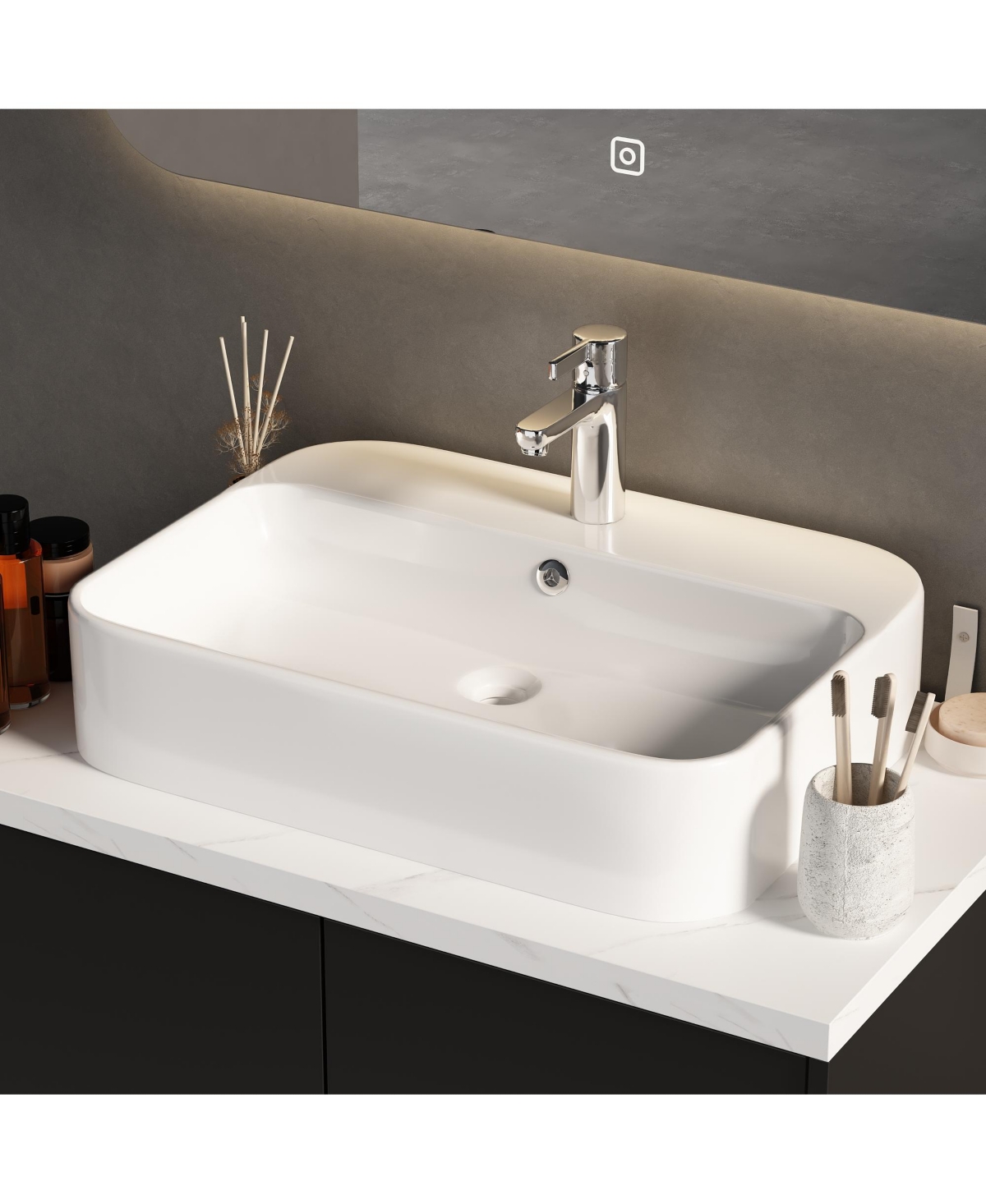 Homsee Single Sink Bathroom Vanity with Ceramics Top