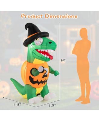 Blow up Inflatable Pumpkin Dinosaur Yard Decoration with Built-in LED Lights