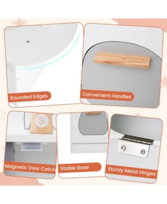 Corner Wooden Play Kitchen with Coffee Maker, Sink, and Slide for Kids - White