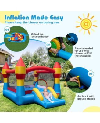 3-in-1 Kids Bounce House with Slide, Basketball Hoop, and Large Jump Area (No Blower)