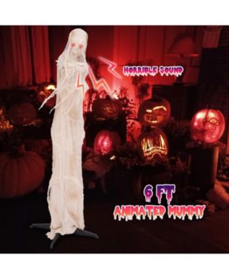 6ft Halloween Animated Standing Mummy with LED Red Glowing Eyes