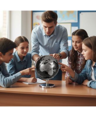 8-Inch Decorative World Globe with Modern Metal Stand