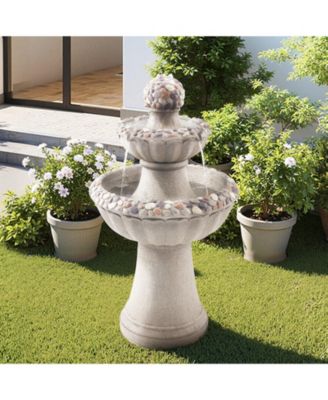 Outdoor 2-Tier Rock Base Water Fountain for Garden or Patio