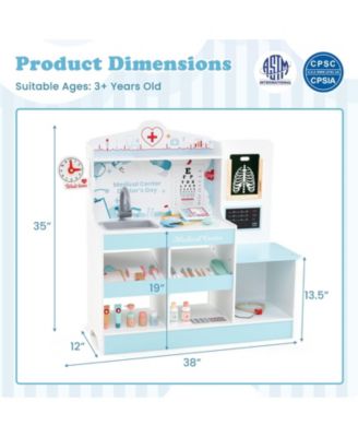 Wooden Doctor Playset with Stethoscope and Medical Tools for Toddlers Ages 3+ - Blue