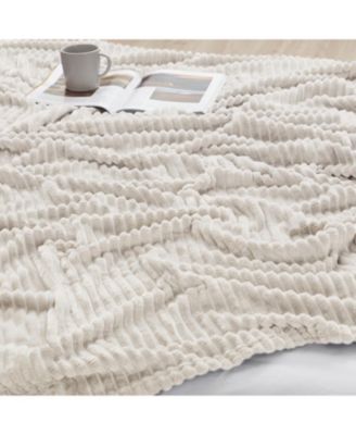 Ultra Soft & Light Ribbed Fleece Blanket - Throw/Travel 50"x60"