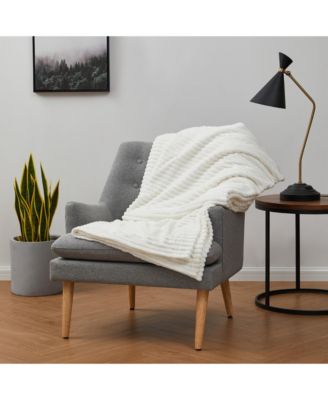 Ultra Soft & Light Ribbed Fleece Blanket - Throw/Travel 50"x60"