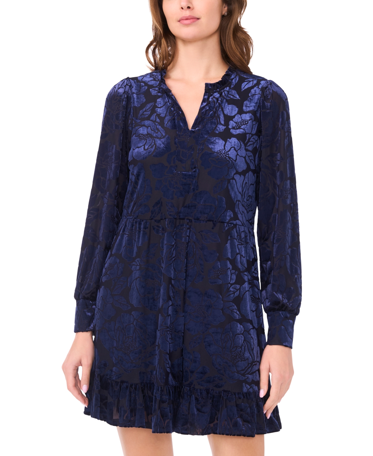 Msk Women's Long-Sleeve Babydoll Dress