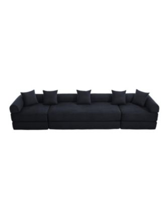 Convertible Folding Sofa Bed with Pillow Back Handrail and Memory Foam
