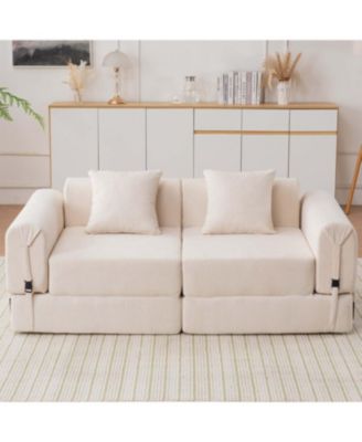 Free combination sofa, reclining, ultra-comfortable double modular sofa, beige
