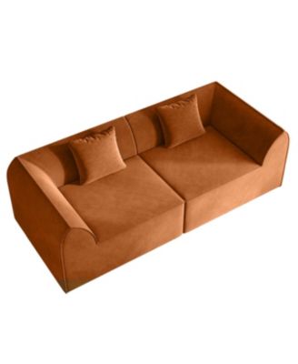 Compressed Memory Foam Sofa with Pillow 2-Seater Lounger Daybed, Orange